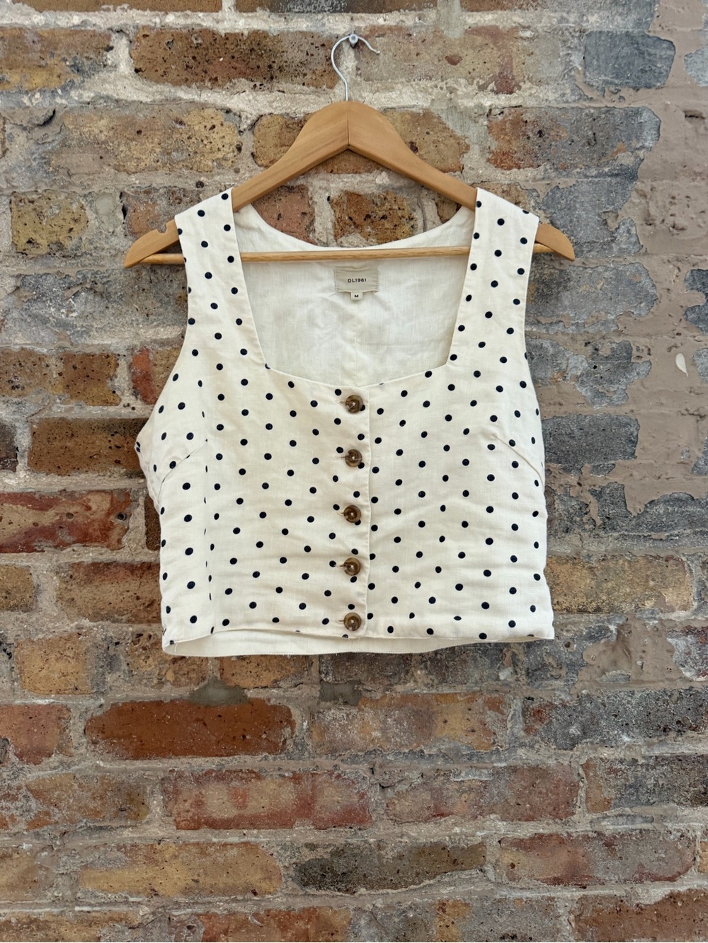 DL1961 Ivory Crop Tank with Black Polka Dots